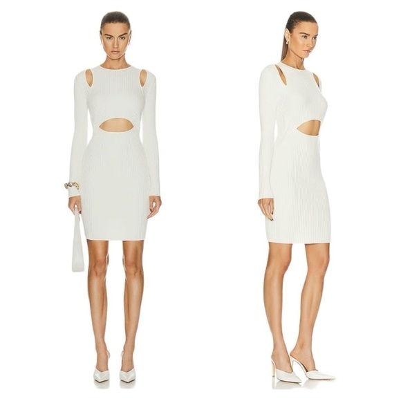Wolford x Simkhai | NWT Contoured Rib Mini Dress in Ecrue - Size XS - Picture 2 of 11